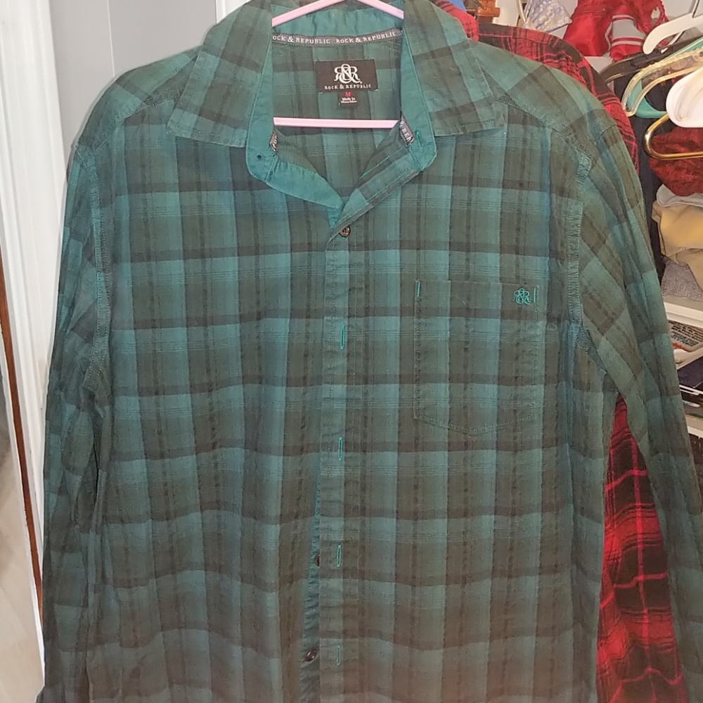 Mens Rock & Republic Flannel Button Shirt